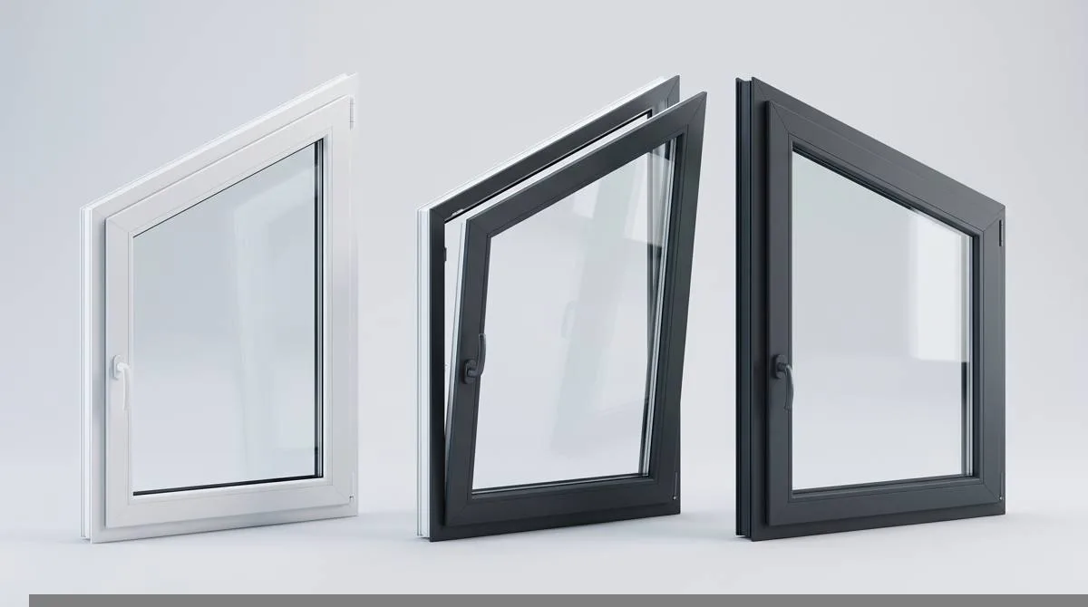 PVC window colour combinations: white both sides, anthracite outside with white inside, anthracite both sides