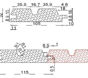 IdeasWood thermowood profile TW-08 — Double groove deep