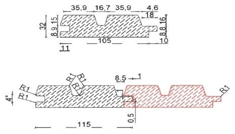 IdeasWood thermowood profile TW-08 — Double groove &mdash; deep