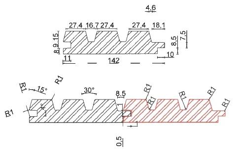 IdeasWood thermowood profile TW-12 — Triple groove &mdash; deep